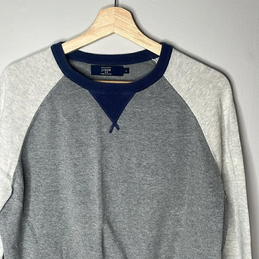 Men’s Large JCrew Grey Navy Colorblock Sweater
